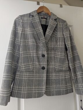 New Tommy Hilfiger elbow patch plaid blazer grey single breasted preppy nwt 4